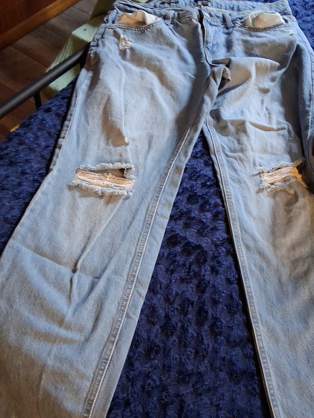 wild fable Light Blue Distressed Slim Straight Jeans